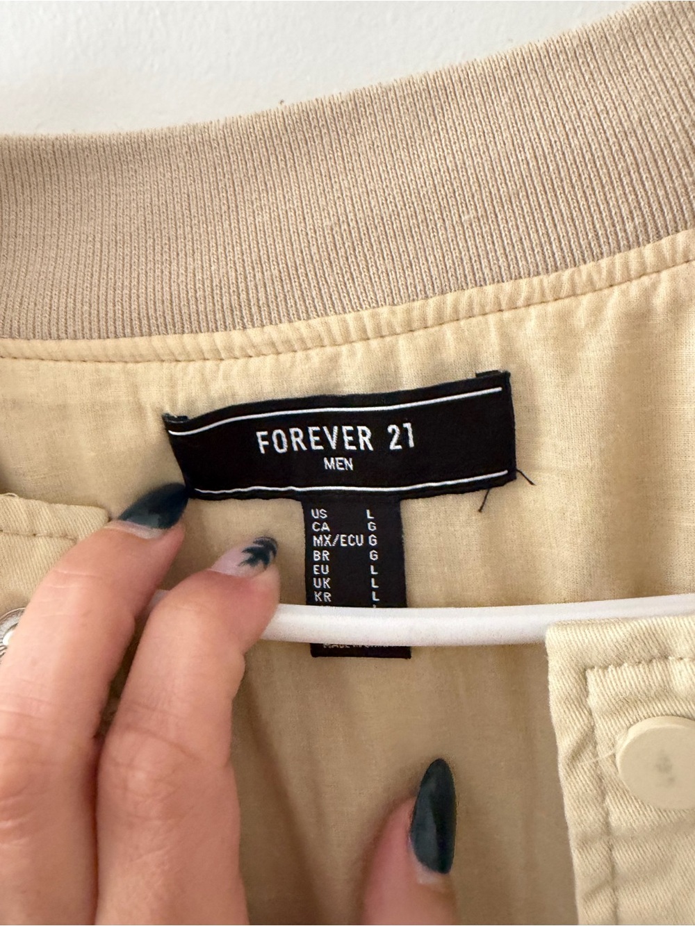 Forever 21 Beige and Cream Varsity Bomber Jacket - Picture 2 of 3